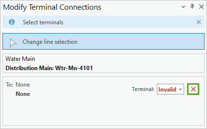 Remove button in the Modify Terminal Connections pane