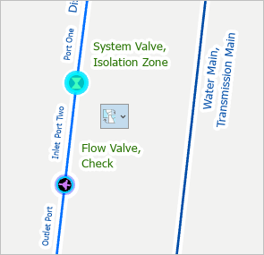 Selected system isolation valve on the map