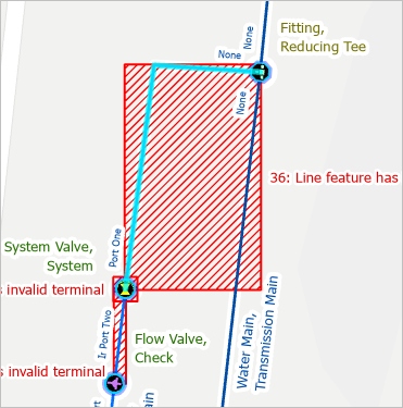 Selected water main line on the map