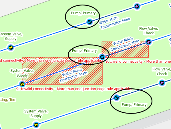 Three primary pumps on the map