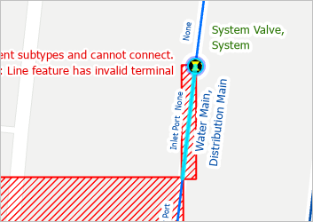 Selected water main line on the map