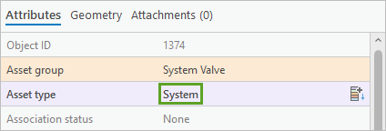 Asset type set to System in the Attributes pane