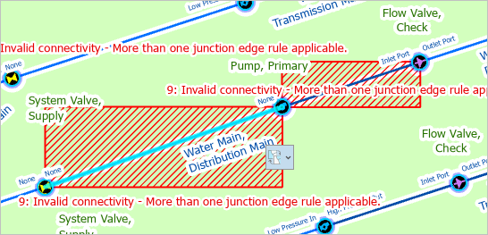 Selected water main line on the map