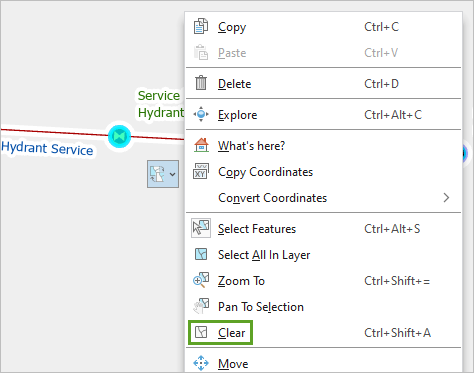 Clear option in the map's context menu