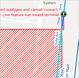 Selected water main line on the map