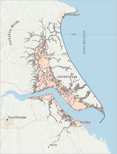 Flood data positioned correctly on either side of the Humber estuary