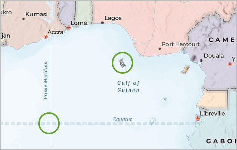 Data located to the northwest of Null Island