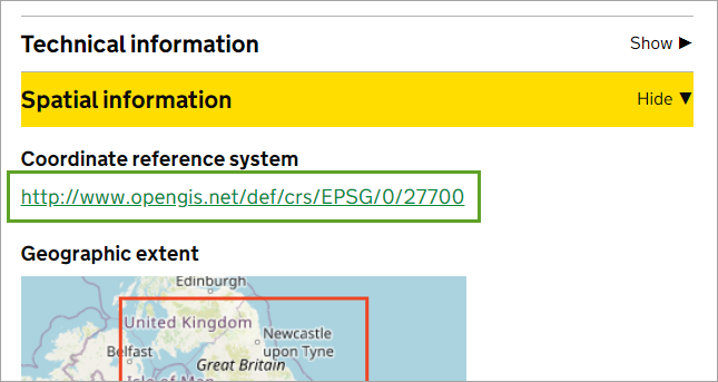 Co-ordinate Reference System link