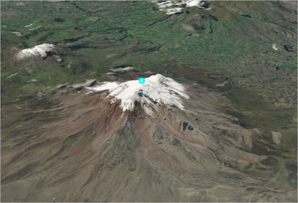 Mount Chimborazo zoomed in and at an angle.