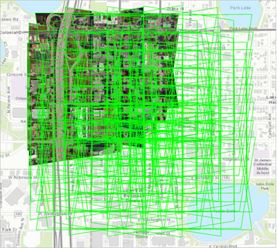 Image footprints and the images on the map