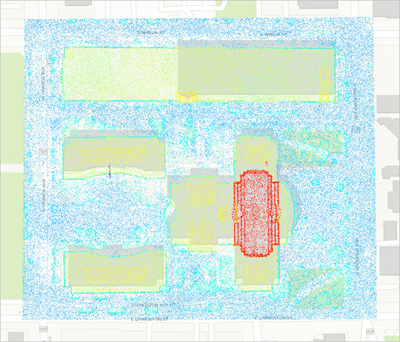 The points of the Point Cloud layer displaying on the map