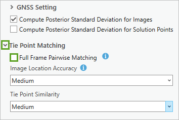 Full Frame Pairwise Matching box unchecked