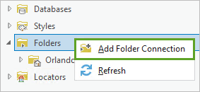 Add Folder Connection menu option