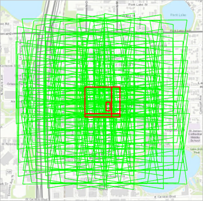 Point cloud footprint displayed in red