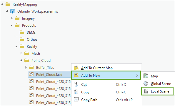 Options to add Point_Cloud.lasd to a new Local Scene