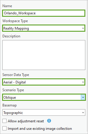 Workspace configuration parameters