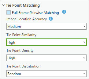 Tie Point Similarity parameter with the High value selected
