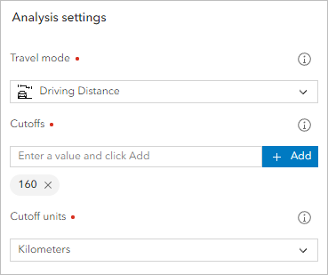 Travel mode and cutoff parameters