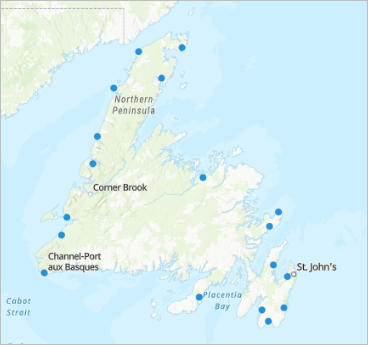 Map extent centered around the island of Newfoundland