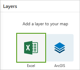 Add from Excel button in the Layers pane