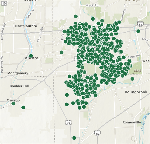 Map with geocoded data