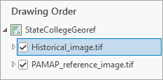 Drag the Historical_image.tif layer above the reference image.