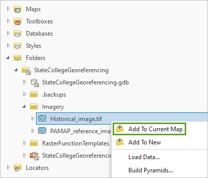 Add the Historical_image.tiff file to the map.