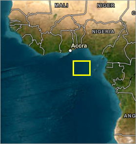 Location of the image off the coast of Africa