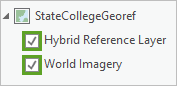Imagery Hybrid basemap in the Contents pane