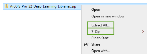 Extract All and 7-Zip menu options