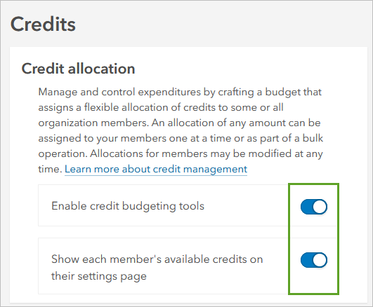 Enable credit budgeting tools.