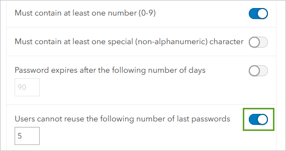 Users cannot reuse previous passwords.