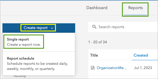 Create a Single report.