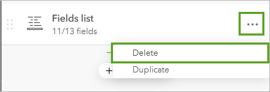 Delete the fields list from the pop-up