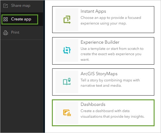 Create app button in Map Viewer