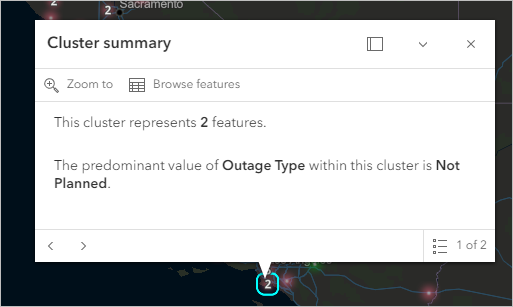 Pop-up for an outage point