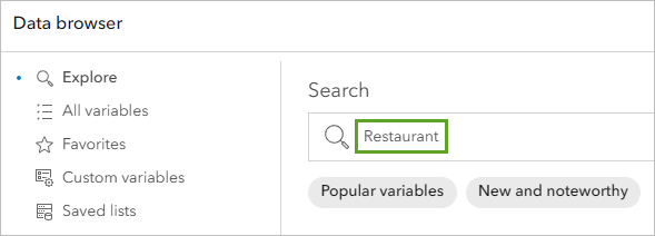 Restaurant search term