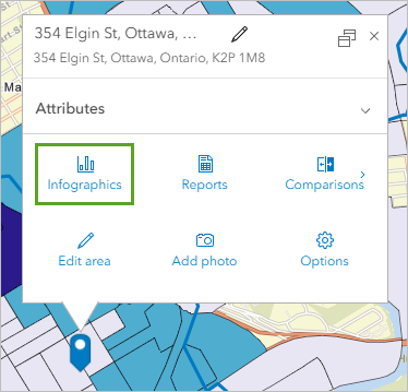 Infographics option in the site's pop-up menu