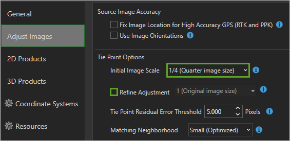 Keypoints Image Scale set to Rapid
