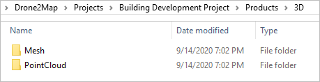 The 3D folder containing Mesh and PointCloud