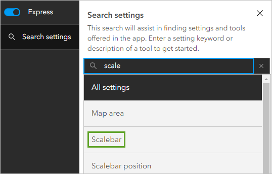 Search settings results for scale keyword