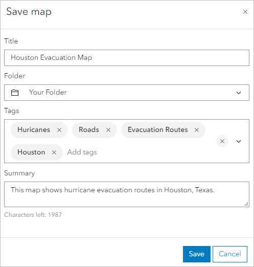 Save map window parameters