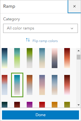 Blue-to-gray color ramp