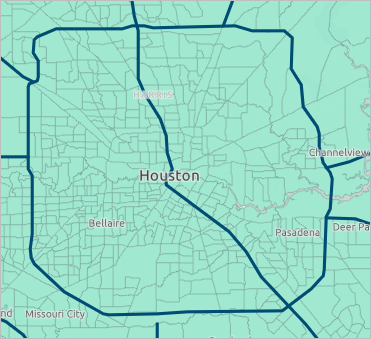 Map showing evacuation routes on top of census tracts