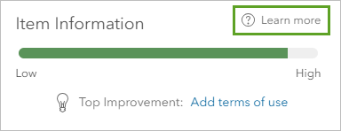 Item Information section with Learn more link highlighted