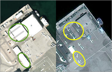 The airport with and without new hangars