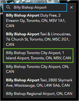 Search for Billy Bishop airport