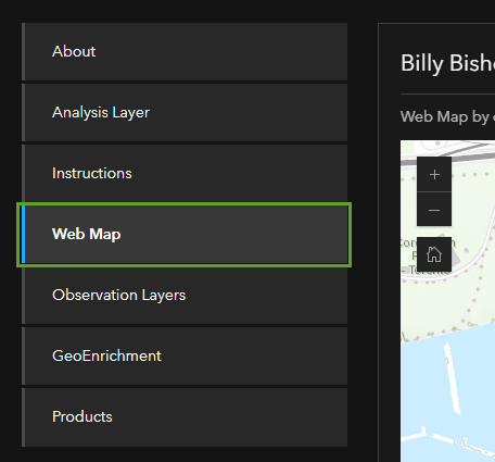 Web Map tab