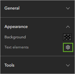 Text elements settings button