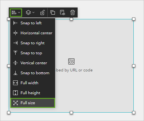 Full size option in the Position menu